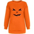 thumbnail image 3 of Chandails en Molleton Visage de Citrouille d'Halloween pour Femmes Manches Longues Surdimensionnées Col Rond Orange Pull Tops, 3 of 7