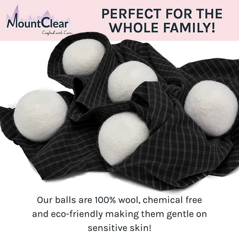 Mountclear Wool Dryer Balls-Lavender Scented Oil Fabric Softener-All  Natural, 6-Pack