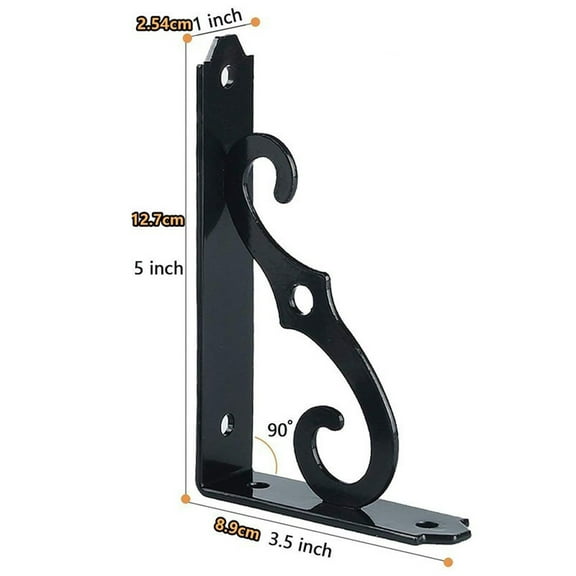 5 inch Shelf L Brackets Decorative Shelf Brackets Shelf Support Corner Brace Joint Right Angle Bracket with Screws Black 1-Pack (5 x 3.5 inch)
