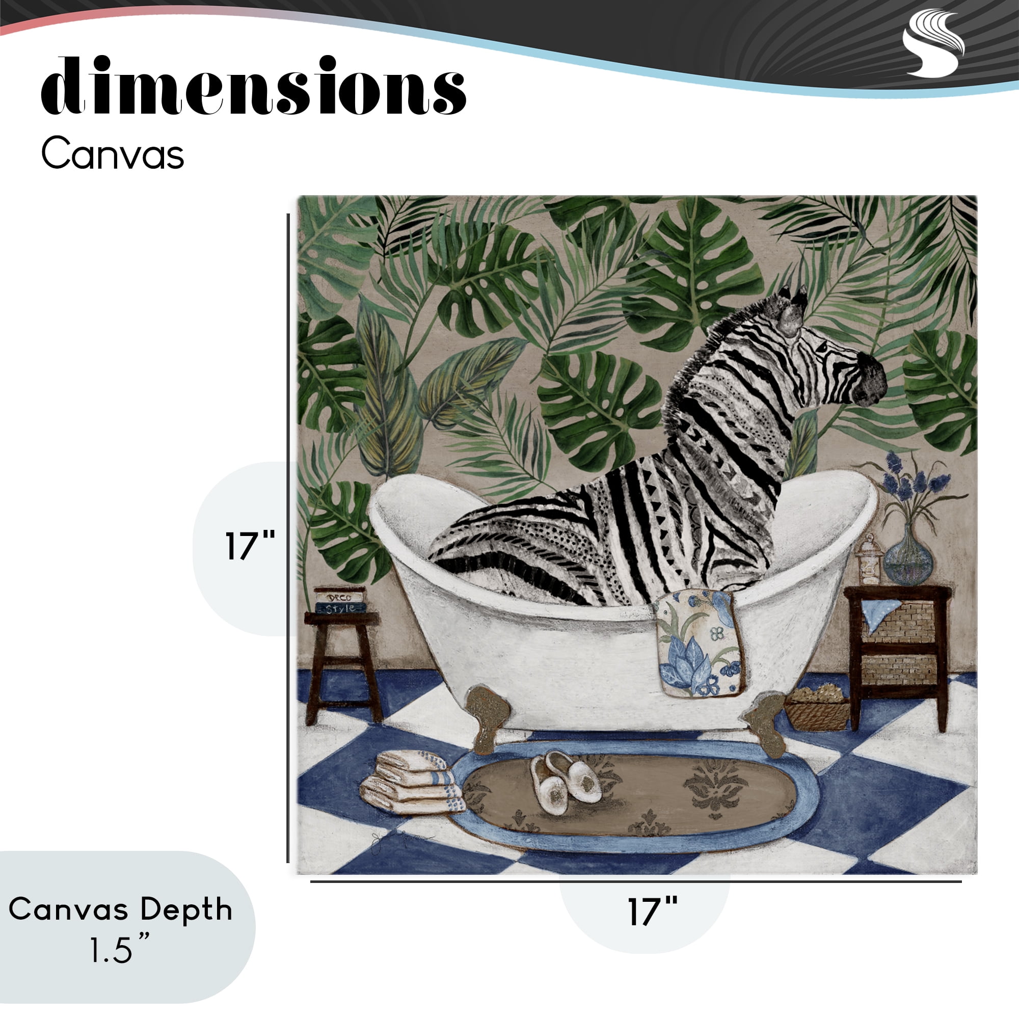 Stupell Industries Zebra in Tropical Bathtub Canvas Wall Art, design by Janet Tava
