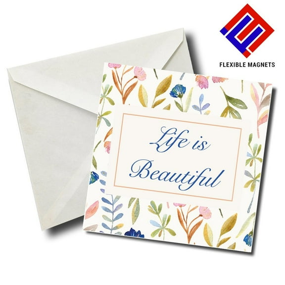 Life Is Beautiful Inspirational Quote Magnet for refrigerator. Great Gift! By Flexible Magnets