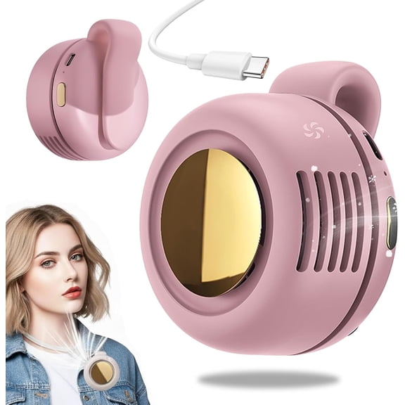 Portable Silent Mini Bladeless Design Electric Fan, Clip-On Wearable Fan for Shirt & Waist, 3-Speed USB Rechargeable Personal Cooling Fan for Travel Outdoor Office
