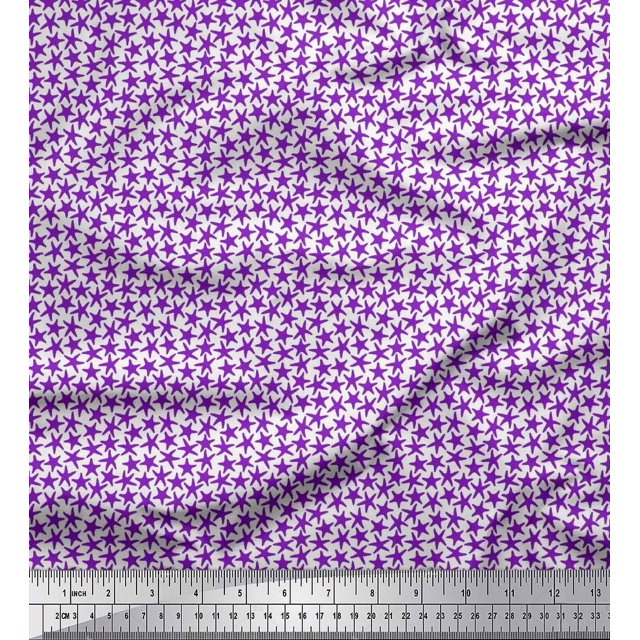 Soimoi Poly Georgette Fabric Stars Star Print Fabric by Yard 42 Inch Wide