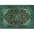 thumbnail image 1 of Ahgly Company Machine Washable Indoor Rectangle Medallion Turquoise Blue Traditional Area Rugs, 4' x 6', 1 of 4