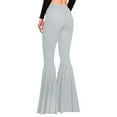 thumbnail image 7 of BOOMILK Women Solid Color High Waisted Slim Fit Stretch Casual Flared Pants Trousers Grey, 7 of 7