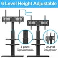 thumbnail image 4 of FITUEYES TV Stand with Swivel Mount Glass Base for up to 65 inch with two shelves Samsung Vizio TCL LED LCD flat screen TVs,TT307001MB-1, 4 of 8
