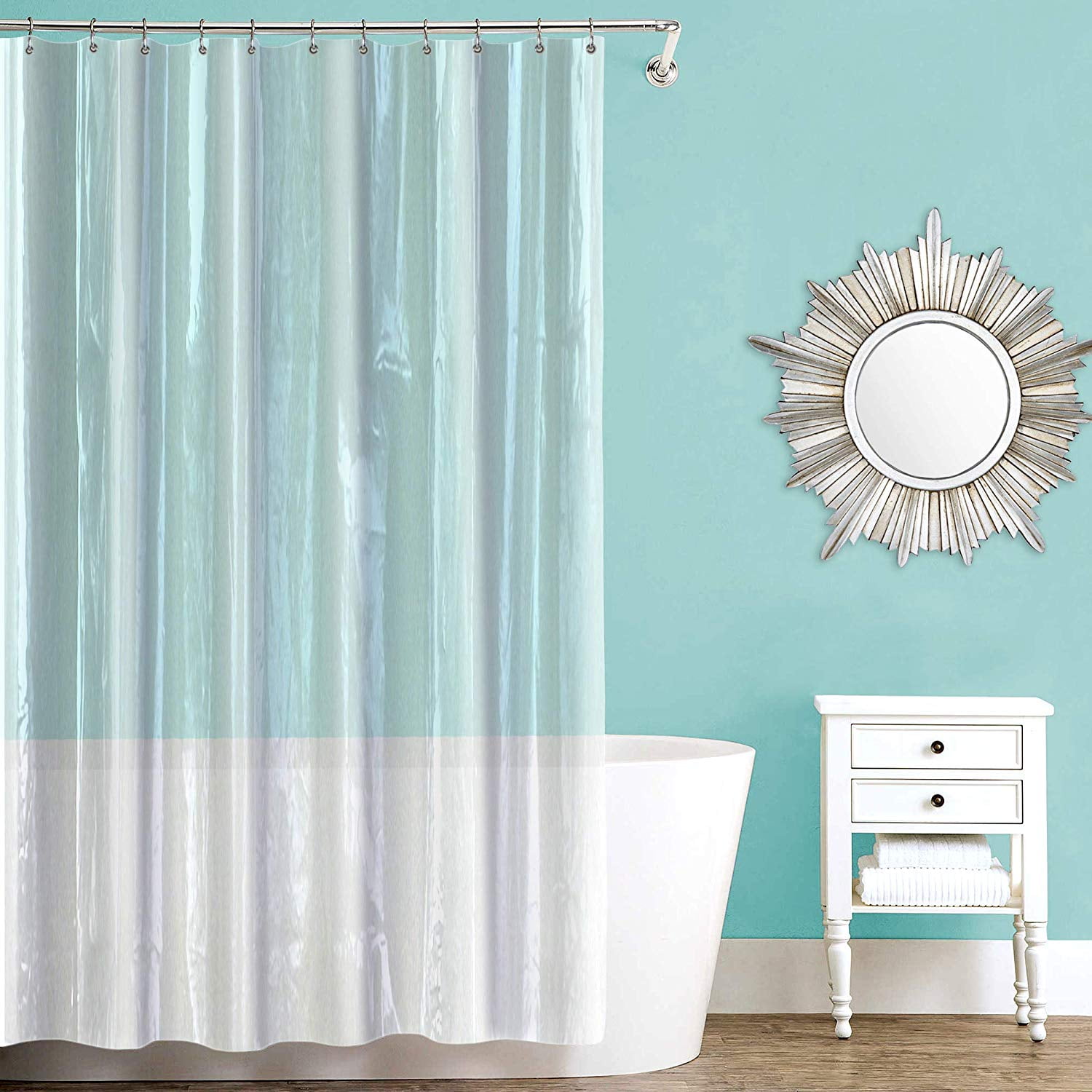 Shower Curtain For Bathroom Vinyl Water Clear Mildew Resistant Repellant Solid