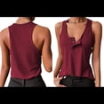 thumbnail image 3 of Camisetas Sin Mangas para Mujer, Informales, Lindas, de Verano, para Vacaciones en la Playa, Básicas, Color Vino Tinto, Talla M, 3 of 6