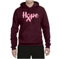 thumbnail image 2 of Wild Bobby, Hope Pink Ribbon Support Brave Fight, Breast Cancer Awareness, Unisex Graphic Hoodie Sweatshirt, Maroon, Medium, 2 of 5