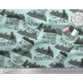 thumbnail image 2 of Soimoi Green Moss Georgette Fabric Mountains & Text Printed Craft Fabric by the Yard 42 Inch Wide, 2 of 3