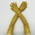 thumbnail image 2 of Gloves for Women Men Fashion Sparkly Gloves Sequins Long Gloves Elastic Gloves Glitter Costume for Women Little Ones Gold One Size, 2 of 5