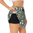 thumbnail image 2 of Bixox Women's White Daisies and Bee pattern 2 in 1 Running Shorts - Lightweight Athletic Workout Gym Yoga Shorts Liner with Pockets -, 2 of 7