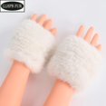 thumbnail image 2 of Guantes de piel de visón auténtica para mujer, manoplas tejidas de lujo de piel Natural, guantes sin dedos elásticos de piel auténtica, cálidos para invierno, gran oferta, 2 of 4