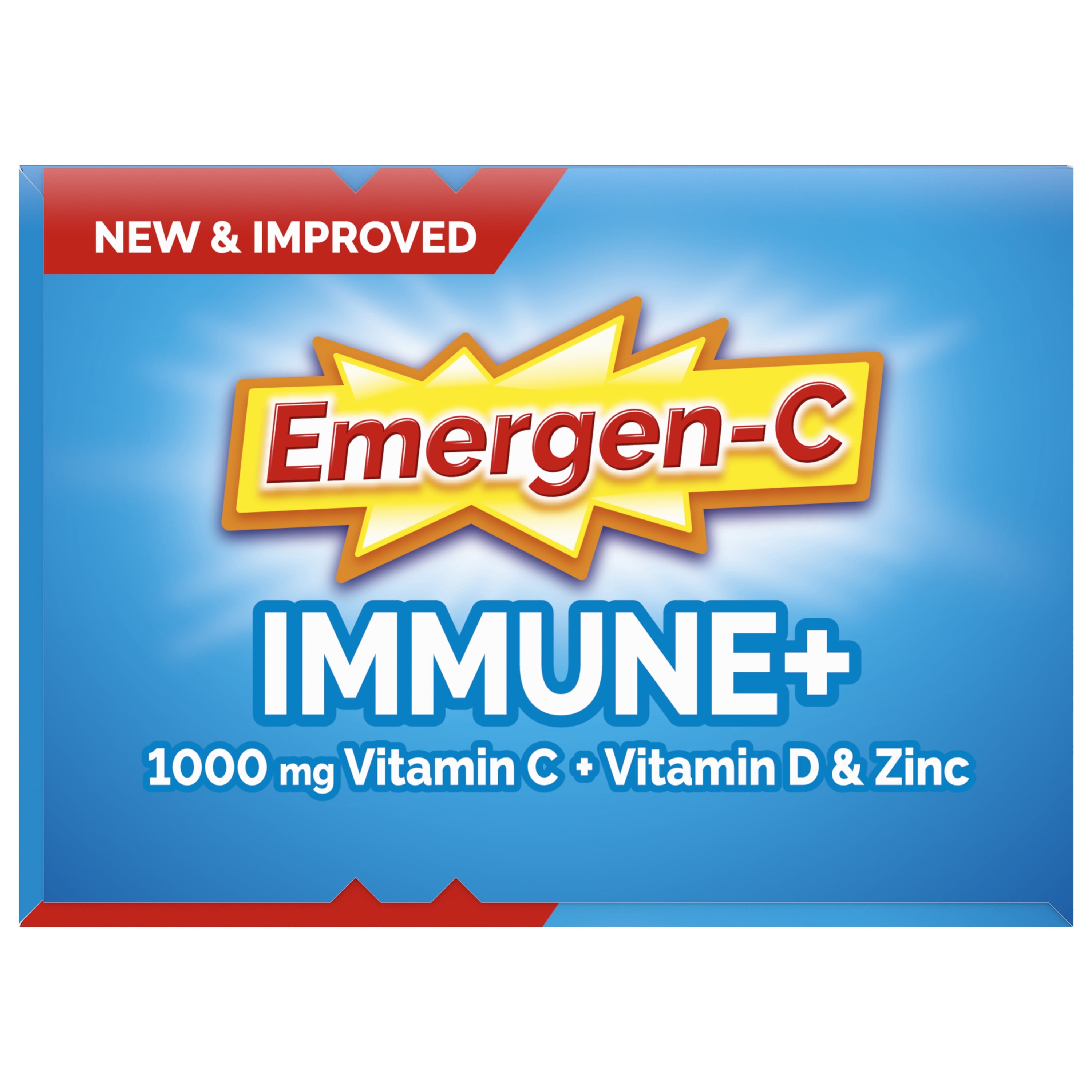 Emergen-C Immune+ Triple Action Immune Support Powder with BetaVia and Antioxidants, 1000mg Vitamin C, Raspberry, 10 Count