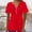 Red, variant on ALLLIST Blue Tops for Women Trendy Short Sleeve V-Neck Solid T-Shirts Button Pleated Casual Spring Blouse