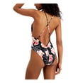 thumbnail image 2 of ROXY Women's Black Floral Stretch Deep V Neck Moderate Coverage One Piece Swimsuit M, 2 of 4