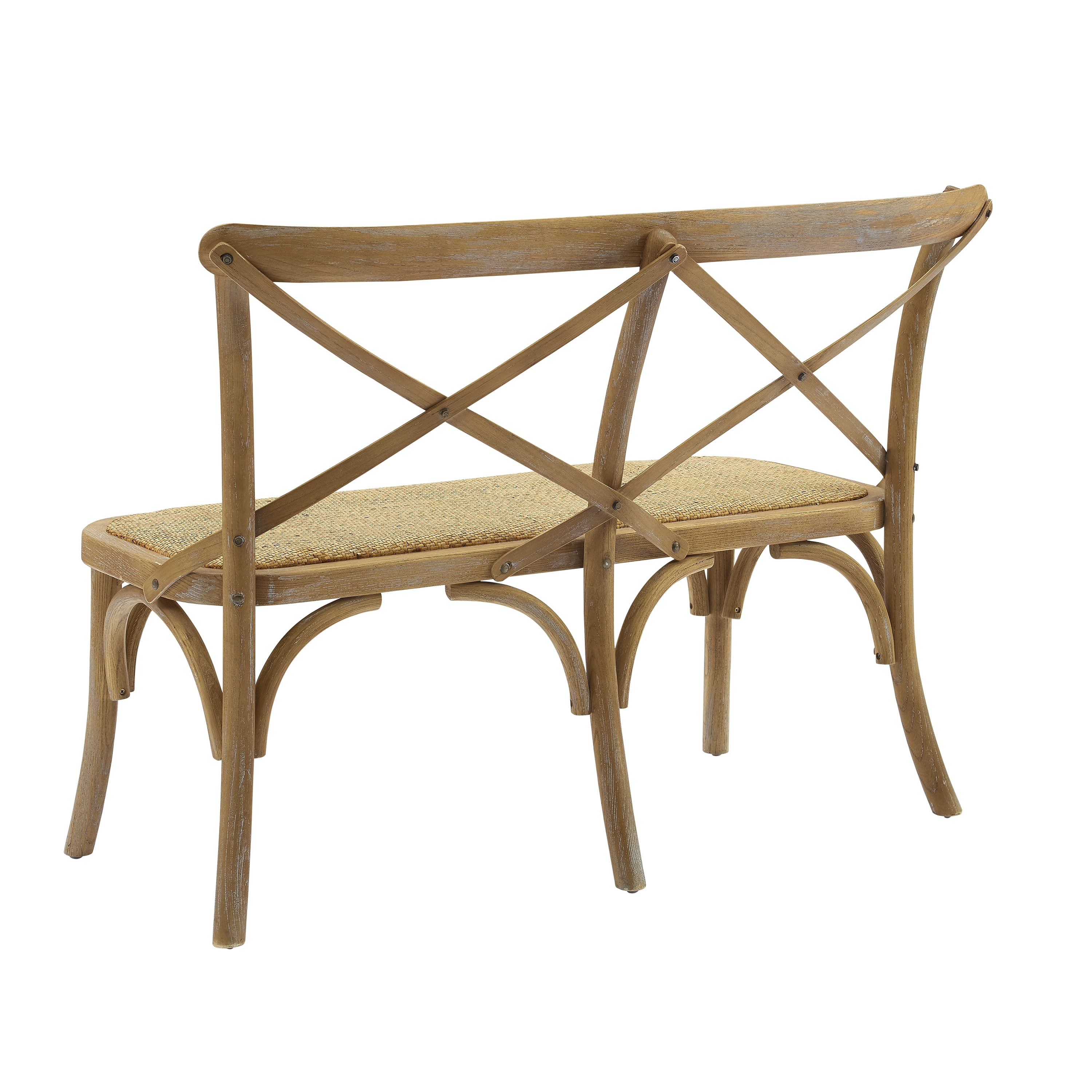 Linon Barton Bentwood Bench, Antique Brown/Natural
