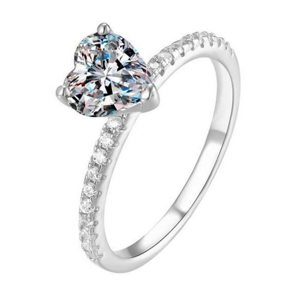 Exquisite 1 Carat Lab Created Moissanite Wedding Bands for Women Heart Cut D Color VVS1 925 Sterling Silver Diamond Rings Ideal Choice for Couple Parties Date Travel