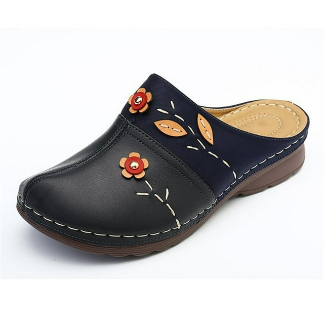 Leutsin Sandales et Pantoufles pour Femmes à Talon Compensé Fleur Creuse Grande Taille Été 2021