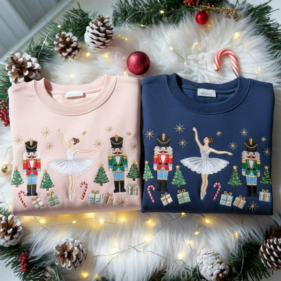 Christmas Nutcracker Embroidered Sweatshirt, Christmas Nutcracker Shirt, Nutcracker Ballet Sweatshirt, Christmas Gift, Christmas Sweatshirt