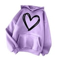 thumbnail image 4 of Viadha Women's Sweatshirts Hoodie Long Sleeve Lightweight Hooded Sweatshirts Fall Tops Heart Pattern Printed Fashion Jacket Coat with Pockets, 4 of 4