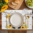 thumbnail image 4 of Gnomes Sunflower Placemats Set of 4, Bees Branches Floral Wooden Placemats for Dining Table, Place Mats for Kitchen Tabletop, Waterproof Wipeable Dining Table Mats Set, 4 of 9