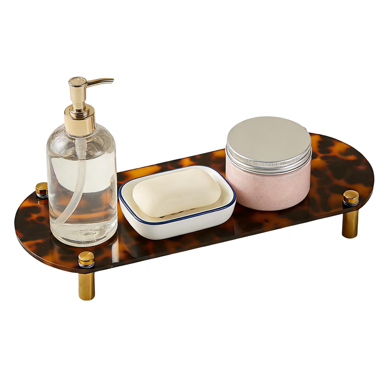 Tortoiseshell Tray  Turtle Shell Bathroom Accessory, Decorative Acrylic Holder, Vintage Style Organizer | Desktop and Bathroom Storage Rack for Home Decoration