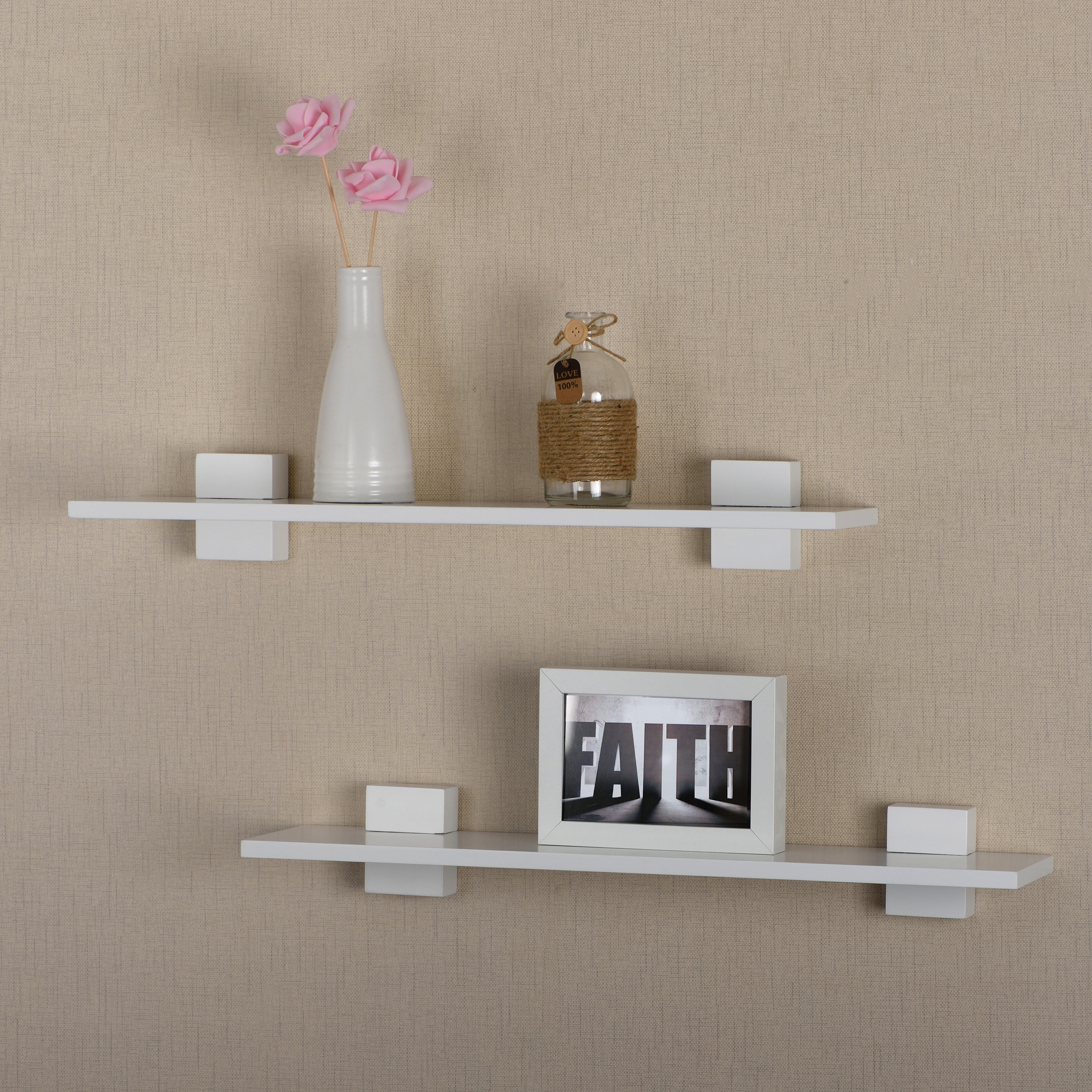 V-Light White Wall Shelf, 2 pack