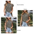 thumbnail image 4 of Camisa floral de manga corta con volantes y cuello redondo con estampado de flores para mujer Camisa con volantes Top para verano Negro XL, 4 of 5
