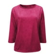 thumbnail image 5 of Sequin Tops for Women 3/4 Sleeve Dressy Sparkling Shirt Loose Fit Crew Neck Pullover Blouse for Evening Party, 5 of 7