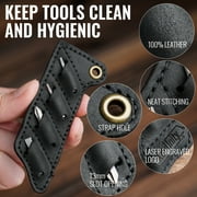 Key Unity Leather Screwdriver Bit Holder Pocket, Hand Stitched Bit Storage with 4 pcs Magnetic Bits, Black KA06