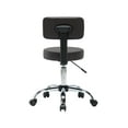 thumbnail image 3 of Mara Adjustable Height Drafting Stool with Wheels and Backrest, Space-Saving Faux Leather Rolling Stool Espresso, 3 of 10