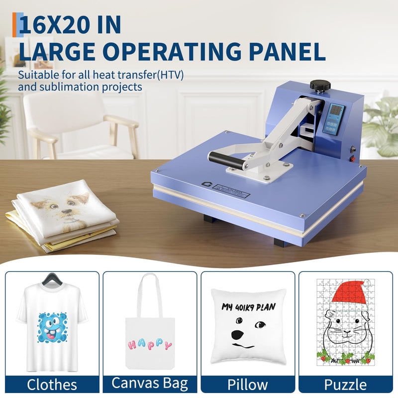 Towallmark 16x20 Inches Heat Press Machine, Digital Heat Press, Sublimation Heat Press with Even Heating Technology, Large Industrial Heat Transfer Machine for T-Shirts, Clothes, Canvas Bags