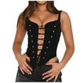 thumbnail image 2 of Corset Shirt Plus Size, Fashion Women's Plus Size Button Lace Boned Corsets Shapewear Outfit Solid Underwear Shapewear New Gothic Corset Tops Style B-33 Black S, 2 of 5