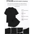 thumbnail image 4 of PINKSIR Women’s Plus Size Pajama Set – Button Down Short Sleeve Top & Drawstring Shorts with Pockets, Black, 4 of 8