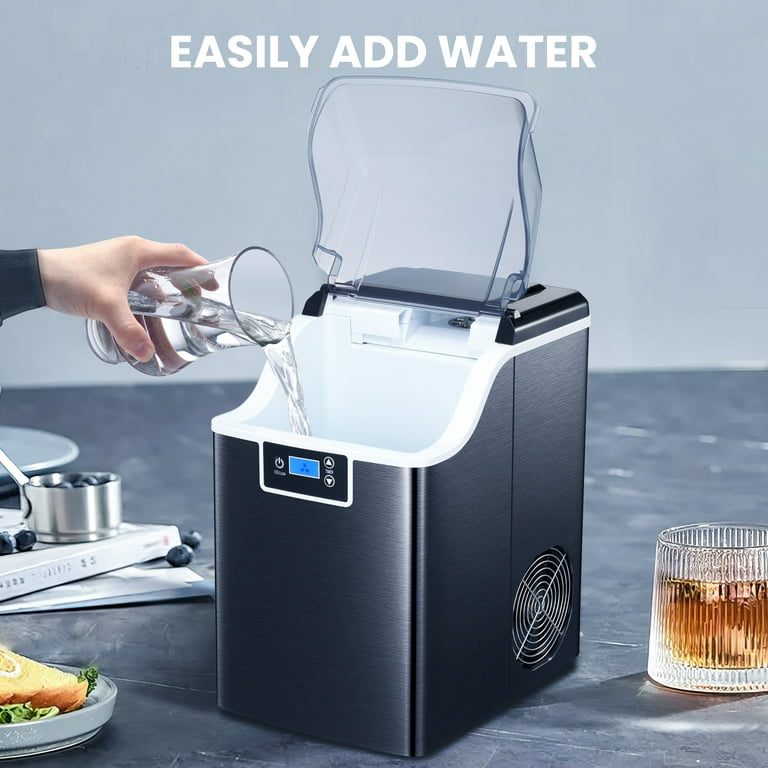 Auseo Nugget Ice Maker Countertop with Soft Chewable Pellet Ice,  Self-Cleaning, LED Display, 44lbs/24H, Suitable for  Home/Kitchen/Bar/Party-Bronze 