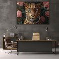 thumbnail image 5 of Mudket Framed Leopard with Pearl Necklace and Flowers Canvas Wall Art, Elegant Leopard Print Wall Decor, Vintage Animal Wall Art Ready to Hang - 12"L x 8"W, 5 of 10