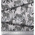 thumbnail image 2 of Soimoi Gray Rayon Fabric Leaves & Wild Animal Print Sewing Fabric BTY 42 Inch Wide, 2 of 3