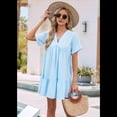 thumbnail image 1 of Vestido de Corta con Escote en V y Volantes en el Bajo, Color Azul , Talla L, 1 of 10