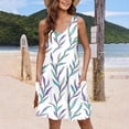 thumbnail image 1 of Amzcrzy Robes pour Femmes Décontractées à Col en V Sans Manches Robe d'Été Tendance Hawaïenne à Fleurs pour Femmes avec Poches Robe Courte Boho Plage Vacances Robe Soleil, 1 of 5