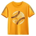 thumbnail image 3 of Rggeeun Boys Toddler T-Shirts Baseball Graphic Summer Crewneck Short Sleeve Knit For Kids Cute Athletic Casual Versatile Tee,Yellow,6-7 Years, 3 of 3