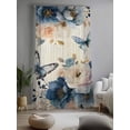 thumbnail image 2 of Sheer Curtains 108 Inches Long, Vintage Blue Floral Semi Sheer Curtains Light Filtering Window Treatment, Butterflies Watercolor Flower Linen Privacy Voile Drapes for Living Room Bedroom 52x108 Inch, 2 of 7