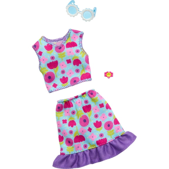 Barbie Doll Clothing, Fashion Pack with Floral Top, Skirt & Accessories (1 Outfit)