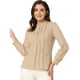 thumbnail image 1 of Camisa con botones plisada Allegra K algodón oficina volantes cuello falso mujer Caqui S, 1 of 4