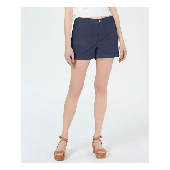 MAISON JULES Womens Navy Stretch Pocketed Flat Front Straight leg Shorts 14