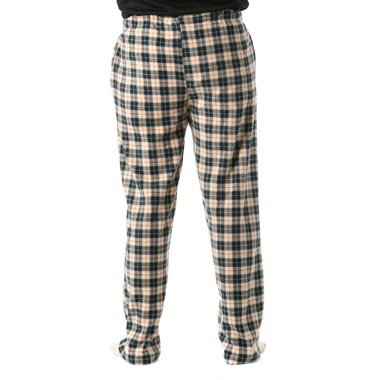 #followme Microfleece Men’s Buffalo Plaid Pajama Pants with Pockets (Tan,  Black & Red Plaid, Medium)
