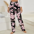thumbnail image 3 of Cherry Blossom Print Winter Female Pants Flannel High Waist Women Pants Lady Warm Straight Leg Plush Trousers, 3 of 7