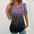 thumbnail image 5 of Tops Cortos para las Mujeres Blusas Impresas Manga Corta Turndown Collar Camiseta, Tops de Blusa para las Mujeres Casual, 5 of 5