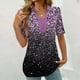 thumbnail image 4 of Tops Cortos para las Mujeres Blusas Impresas Manga Corta Turndown Collar Camiseta, Tops de Blusa para las Mujeres Casual, 4 of 5