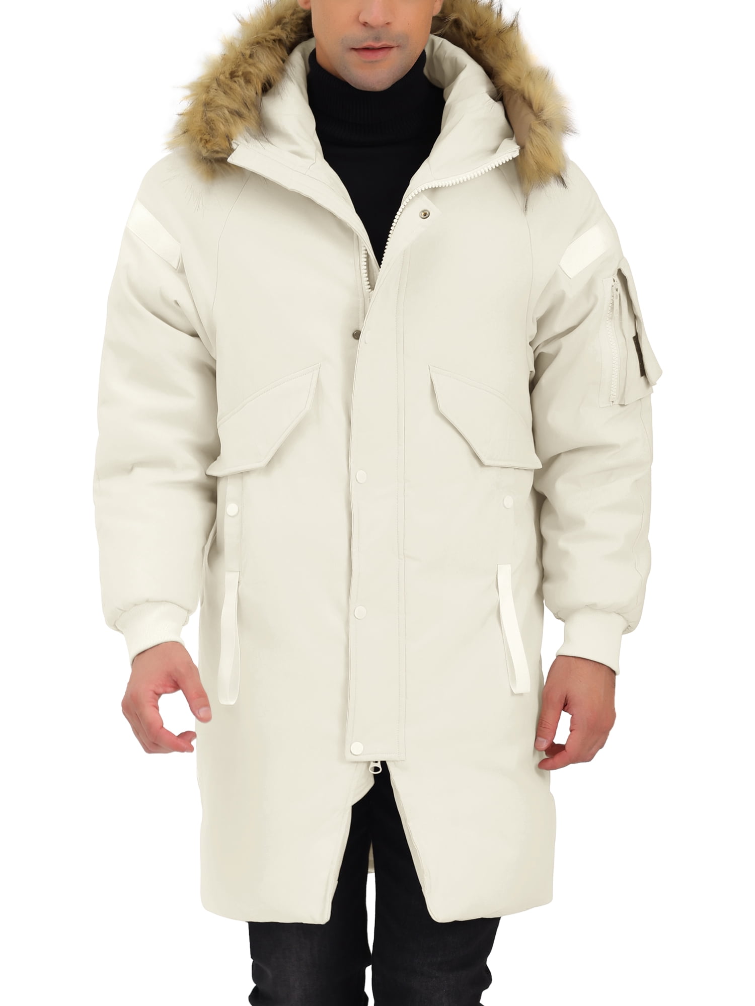 Lars Amadeus Men's Puffer Coat Windbreaker Heavyweight Faux Fur Hooded Parka  Jacket - Walmart.com